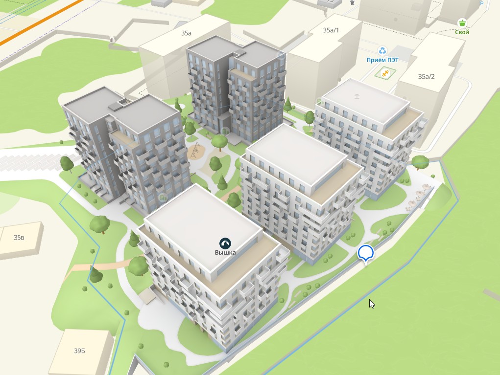 Зеленый квартал Вышка «построили» на виртуальной карте Барнаула