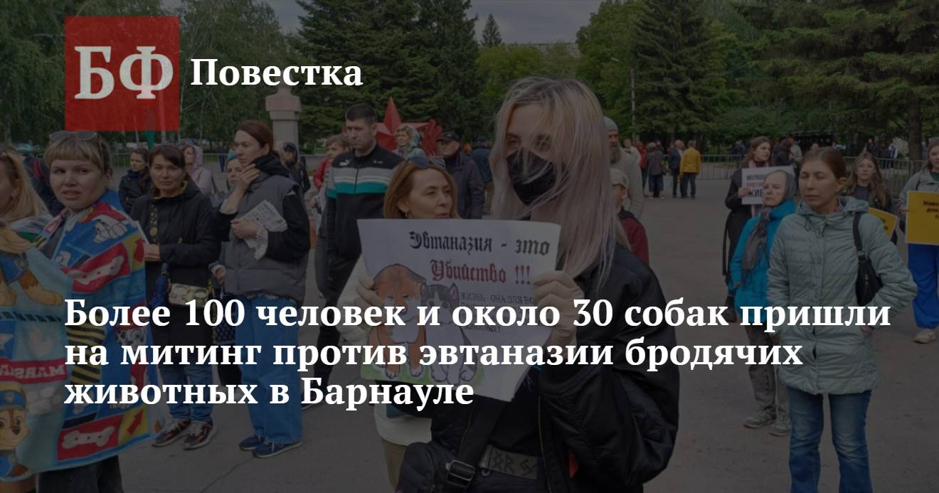 Более 100 человек и около 30 собак пришли на митинг против эвтаназии  бродячих животных в Барнауле